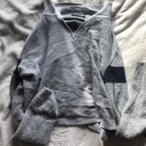 Brandy Melville Gray and Navy Quarter Zip Sweater